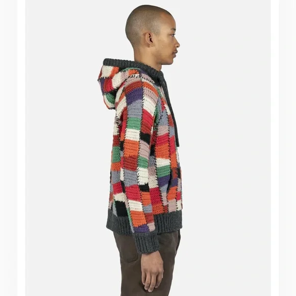 Marni wool crochet patch multicolor pullover hoodie w/ pouch - 46/ US men sm - Picture 3 of 16